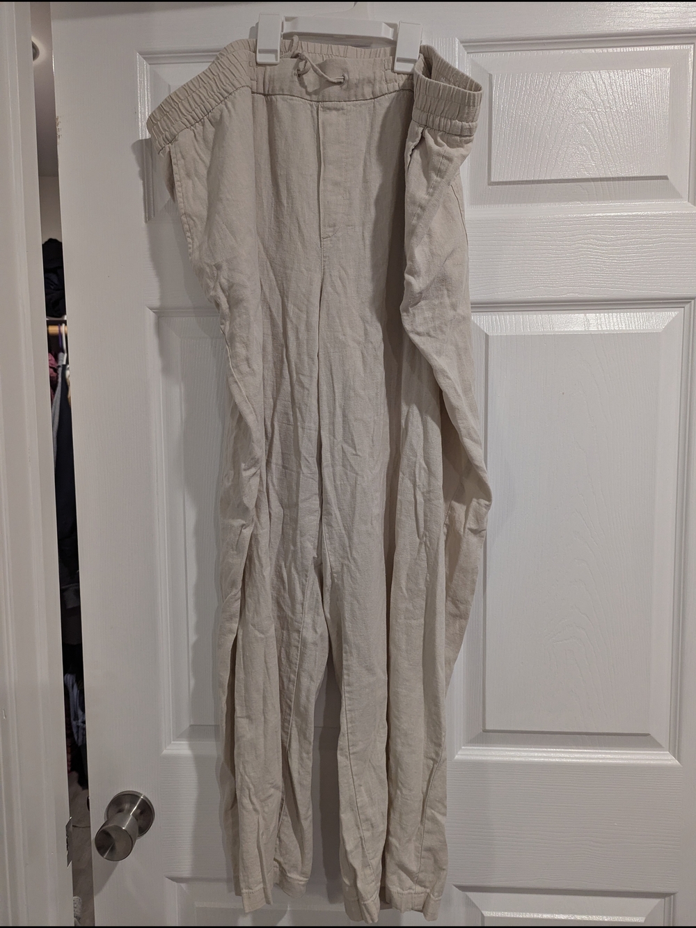 Old Navy Cream Wide-Leg Linen-Blend Pants